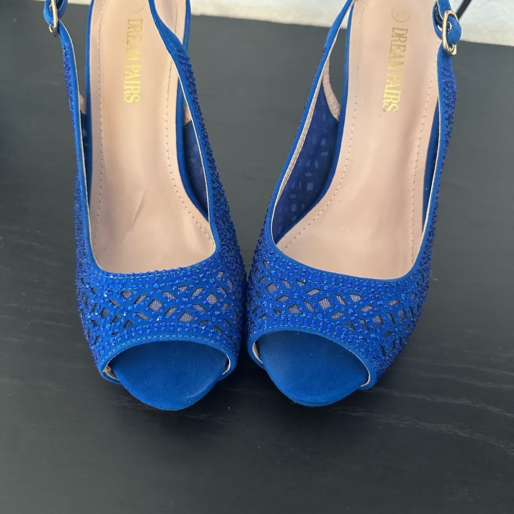 Dream Pairs Royal Blue Open Toe Heels